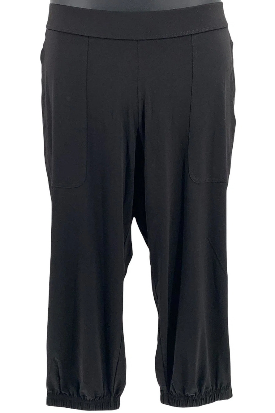 Lisa Rinna Collection Banded Bottom Knit Crop Pants Black - Petite